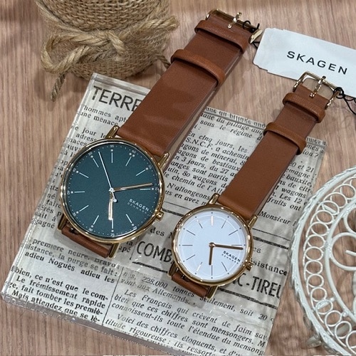 【普段使い/ペアならお得】レザーの軽やかさとブラウンの万能さ!オフの日用にはコレ*SKAGEN