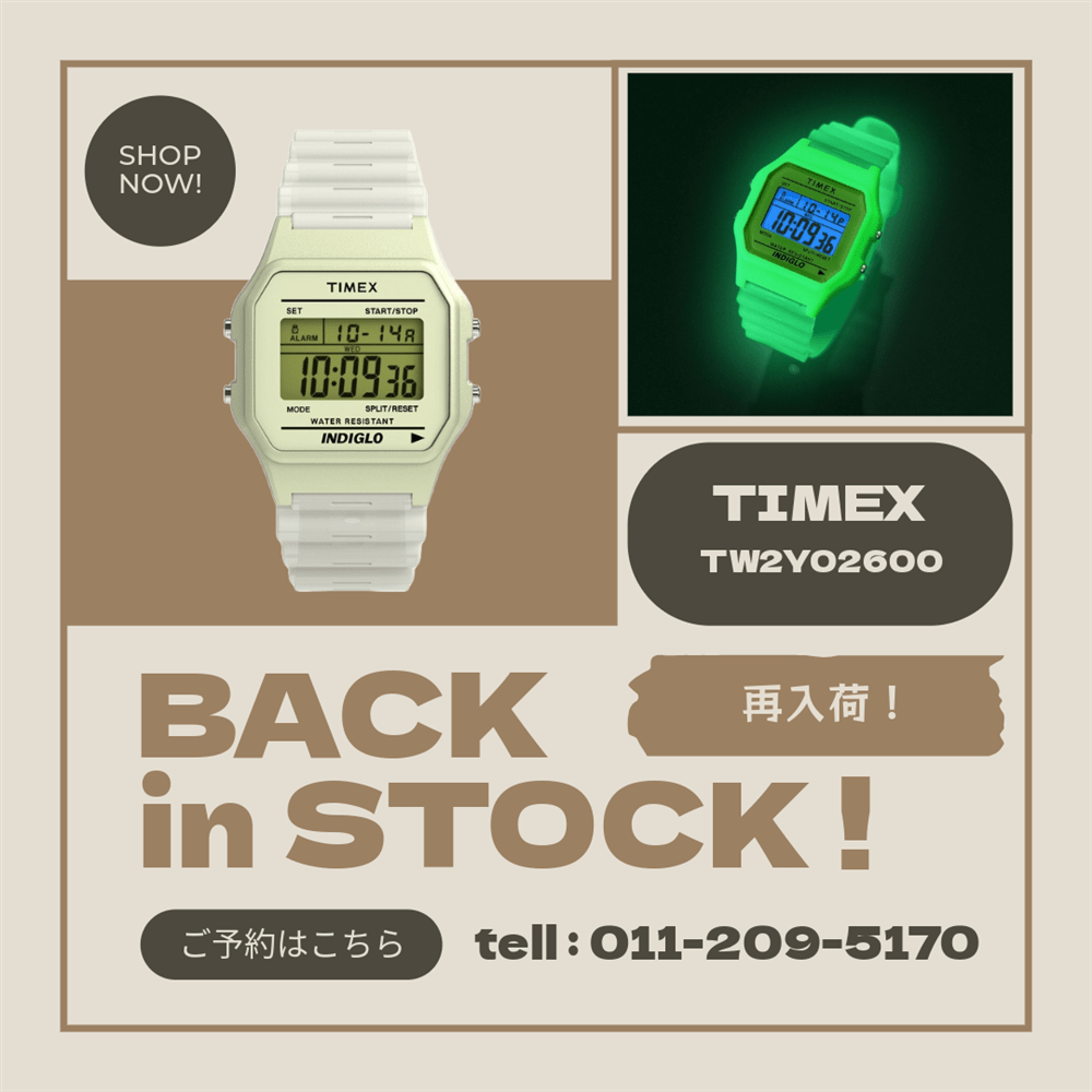 人気モデル再入荷【TIMEX(タイメックス)】